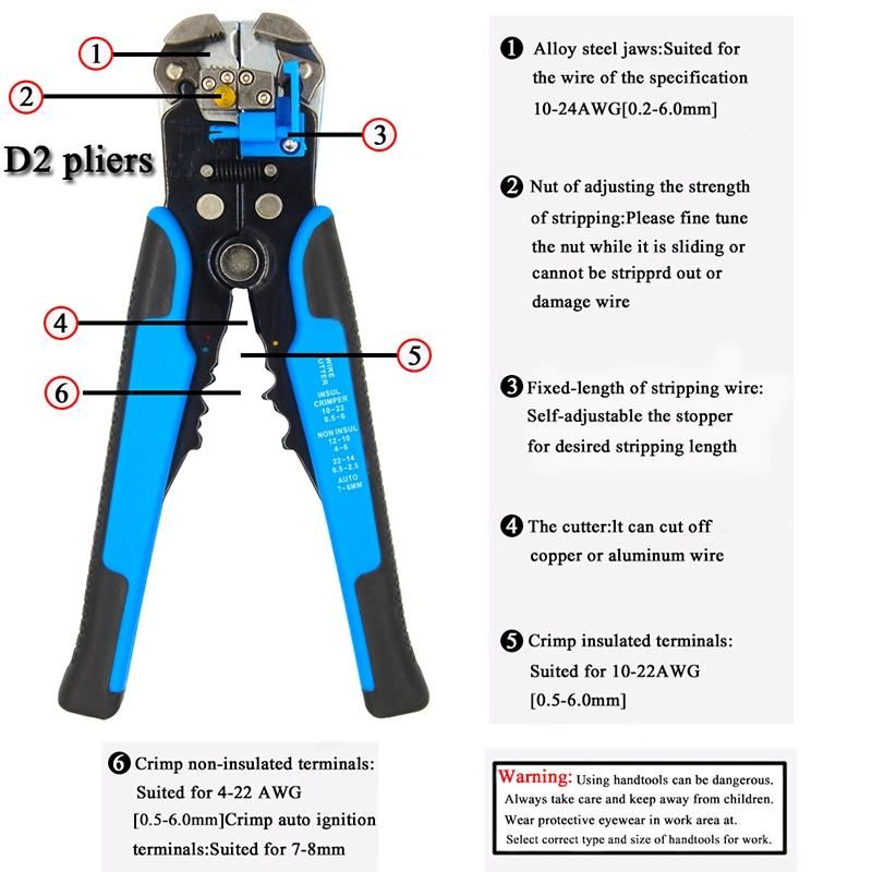 Stripping Multifunctional Pliers, Used for Cable Cutting, Crimping Terminal 0.2-6.0mm, High-Precision Automatic Brand Hand Tool