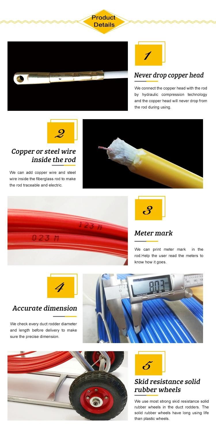 11mm*300m Fiberglass Push Pull Rod Wire Pulling Duct Rodder