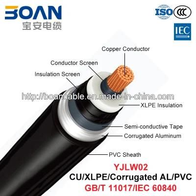Yjlw02, Ehv Power Cable, 48/66 Kv~127/220 Kv, Cu/XLPE/Corrugated Al/PVC (GB/T 11017/IEC 60840)