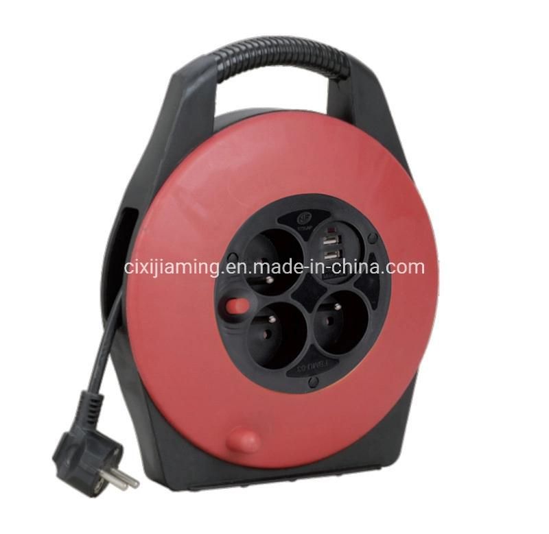 French Type Cable Reel with Children Protection and 2*Usbs