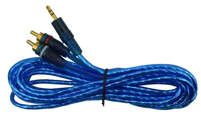 3.5 mm-2 RCA Angled Audio Video Transparent Cable RCA Cable