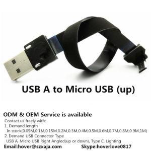 Xaja Ultra Flat Thin Fpv USB Cable Angle Micro USB to USB a Flexible Ribbon Cable 50cm