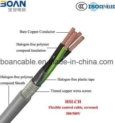 Hslch, Control Cable, Flexible, Halogen-Free Signal Cable with Concentric Productive Cu Conductor. 300/500V,