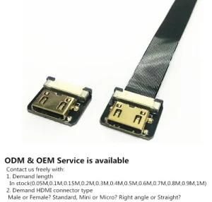 Xaja Mini HDMI Female to HDMI Mini Micro HDMI Male Cable 90 Degree Angle Converter 2.0V 4K 3D 60Hz Ribbon Fpv 20pin Extension Cord C4