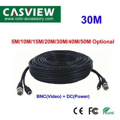 30m BNC and DC Cable for Video and Power 2 in 1 CCTV Wire Easy Plug and Install Copper Core High Quality