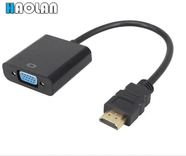 HDMI to VGA Adapter Gold Plated 1080P Video Black HDMI Male to VGA Female Cable 15cm