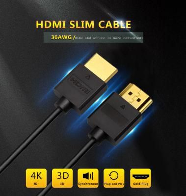 High quality slim HDMI Cable 4K with Ethernet terminal/Gold-plated iron shell