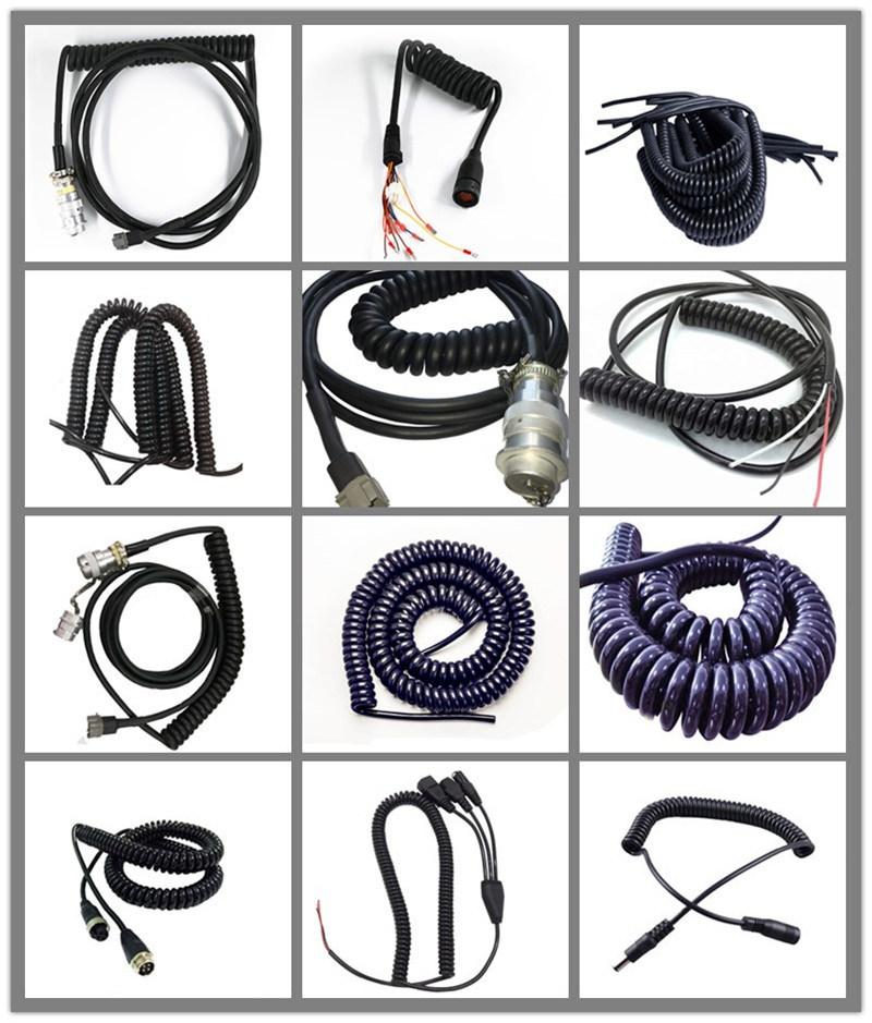 250 People Factory / 2core 3core 5core 1.5mm RoHS PVC PUR Wire Coiled Spiral Cable