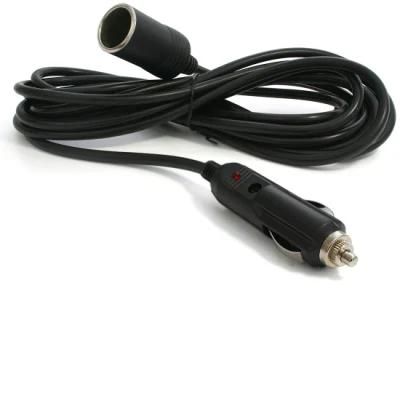 Premium 12V 15&prime; Foot Heavy Duty Car Cigarette Lighter Socket Extension Cord, Fused (Black)