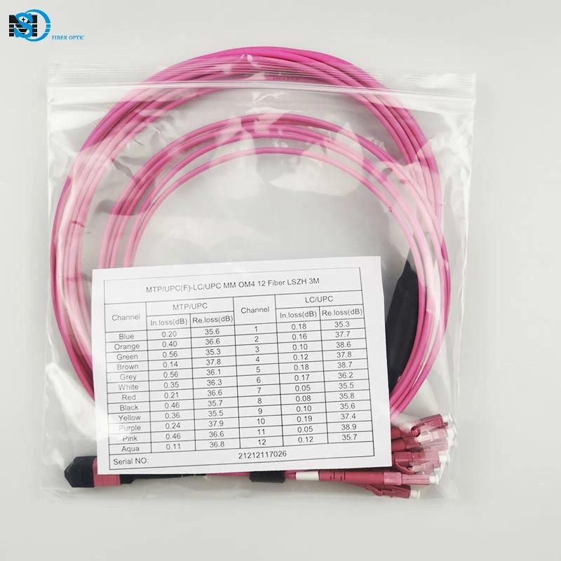 12 Core MTP-LC/Upc Patch Cord Om3 3.0mm LSZH for Network