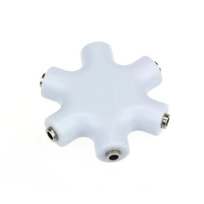 Audio 5-Way 3.5mm Aux Stereo Splitter 6 Port Hub-White