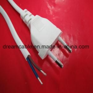 1.5m White Kema EU 2pin Power Cord with Stripped End