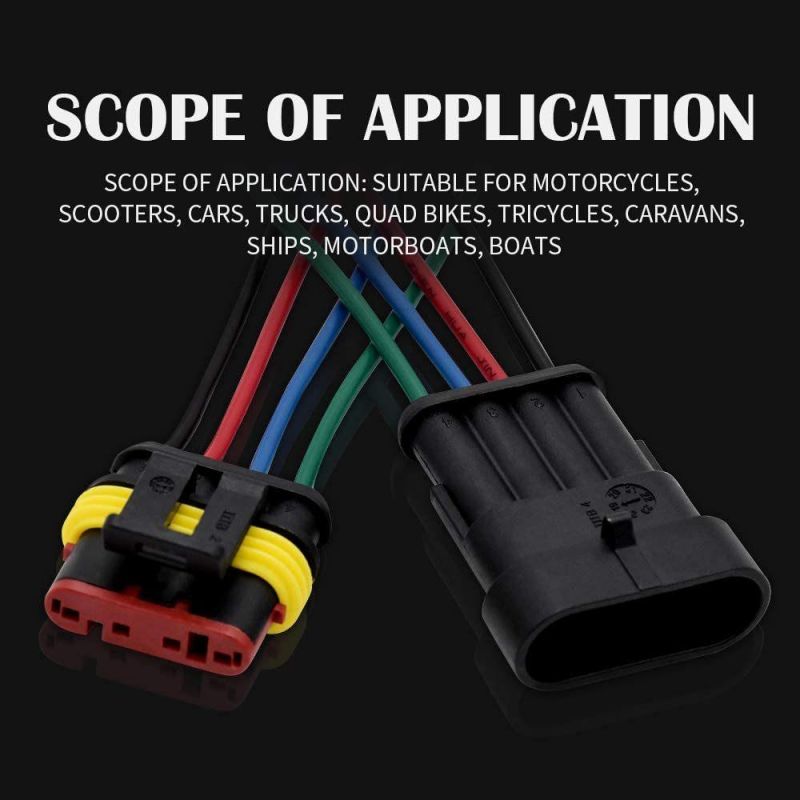 2/4 Pin Way Waterproof Automotive Harness Cable Wire with Connectors Suitable for Automotive and Transport