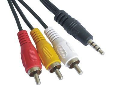 1.5m 3.5mm Male to 3RCA Male Plug Stereo Audio Video Aux Cable