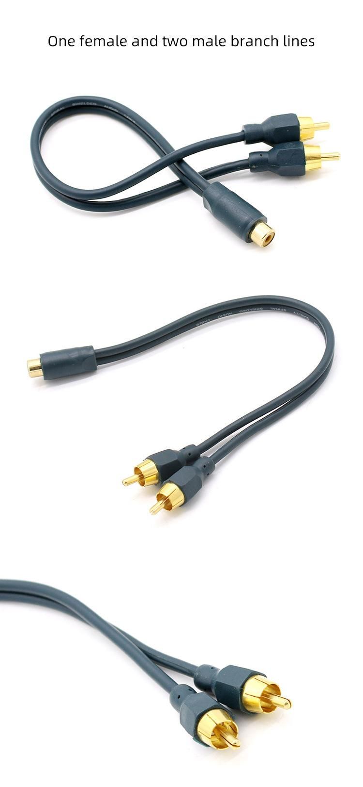 Audio Cable RCA Plug to RCA Plug Car Audio AMP 2 RCA One Point Two Cable Line