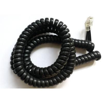 Telephone Cable Cord Telephone Coil Wire in Black Color