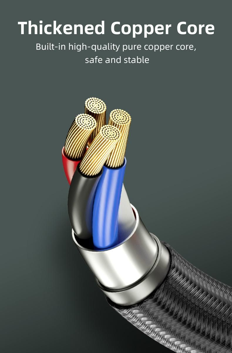 3-in-One Magnetic Data Cable Is Suitable Light Cable 3A Fast Charging Data Lightning Cable for Apple Android Type-C