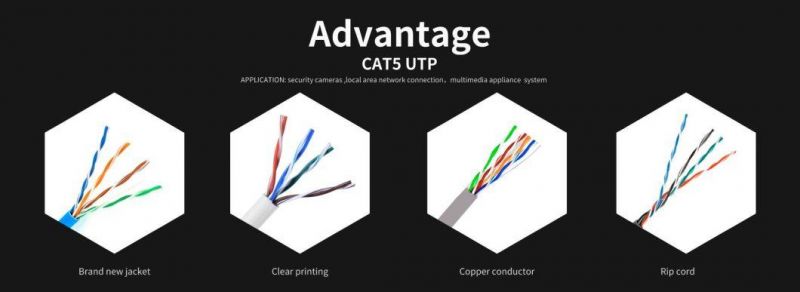 24AWG/26AWG Cat5e UTP Telecommunication LAN Cable