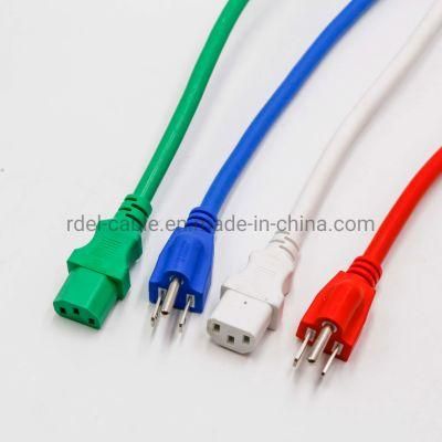 Universal CPU Power Cord - NEMA 5-15p to C13 - 15 AMP Red