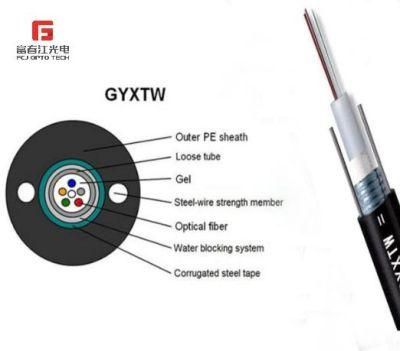 Fcj Cable G652D Optical Outdoor Self-Support Steel Wire/All Dielectric Aramid Yarn Armor Double Jacket ADSS GYXTW FTTH Optic Fiber Drop Cable