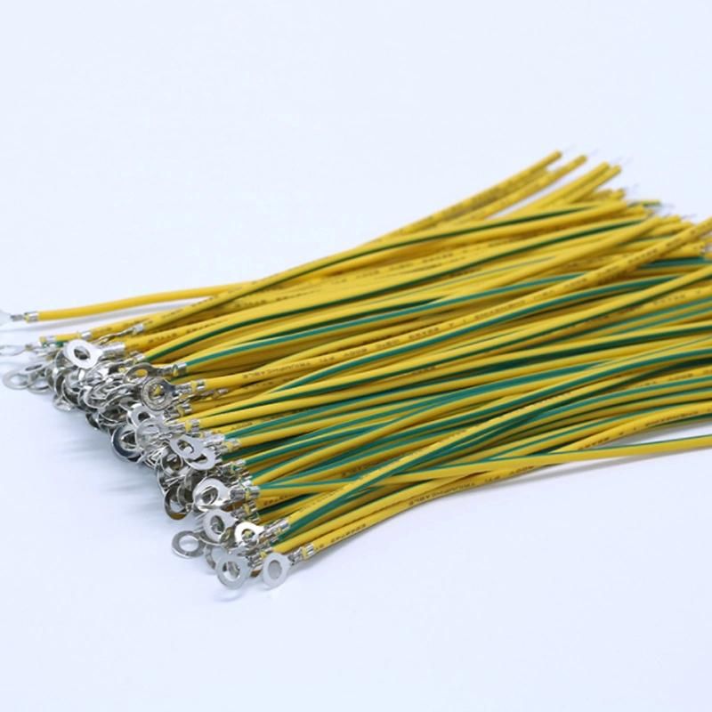 Green-Yellow O Connector Ribbon Cable Power Brass Round Ring Insulated Terminal Wire Harness