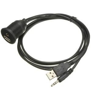 2m 3.5mm Car Dashboard Flush Mount USB 2.0 Aux Extension Lead