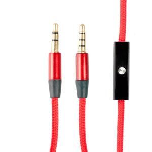 Nylon Braided Aux Cable in Remote Stereo 3.5mm Audio Cable with Mic