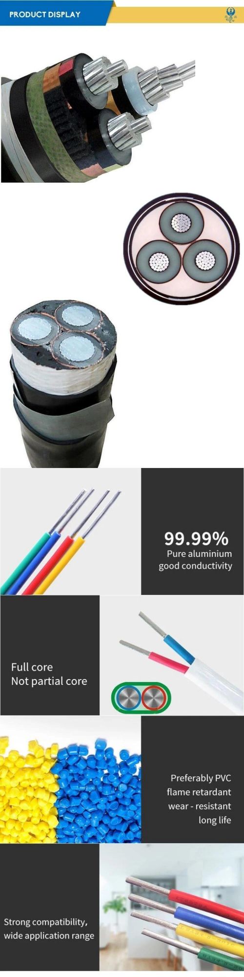 Feiya Australian Standard (Medium Voltage) Industrial Cables 12.7/22kv Three Core Individual Screened & PVC/Swa/PVC Sheathed (Al Conductor)