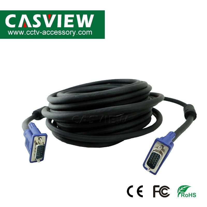 10m Blue 15pins VGA Line Male to Male M/M VGA HD Transfer Wire Video