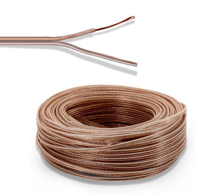 Speaker Cable Transparent CCA - 100 M Coil Cross-Section 2 X 2.5 Sqmm Transparent Speaker Cables Flexible Transparent PVC Jacket