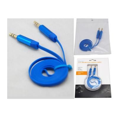 Aux Cable Car Audio Cable 3.5mm Stereo Flat Cable Blue Color