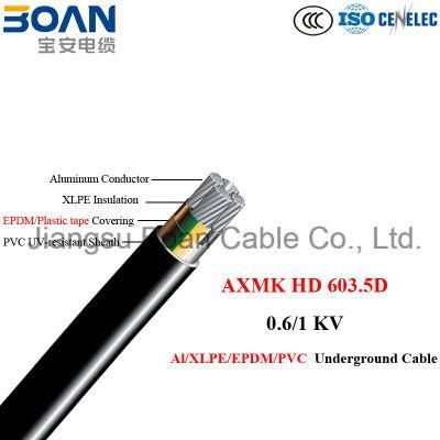 Axmk, Al/XLPE/EPDM/PVC Underground Cable, 0.6/1kv, HD 603.5D