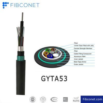 FTTH Fiber Optic Armored Cable Fiber Optical Cable of GYTA53 Customized