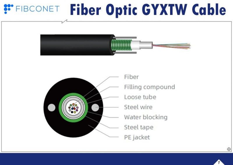 FTTH Outdoor 2-48 Core Self-Supporting Fiber Optic GYXTW Cable Central Loose Tube Armored Cable