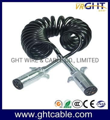 7 Core Spring Wire Trailer Cable, 7 Pin Truck Electric Coiled 4p Aviation Connector Camera Semi-Trailer Spiral Cable