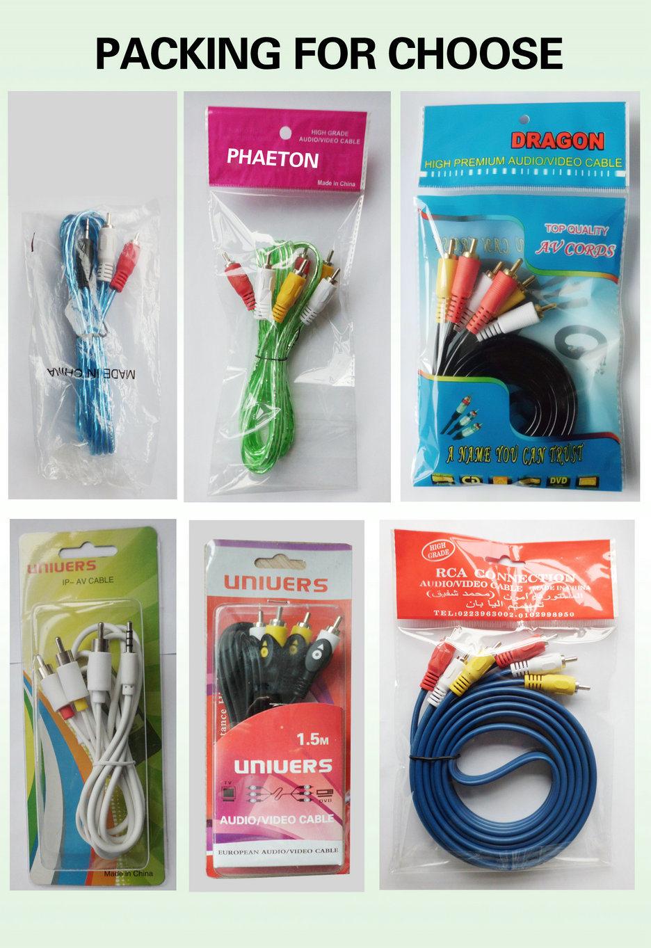 Transparent 3RCA Male to 3RCA Male Audio Video Cable