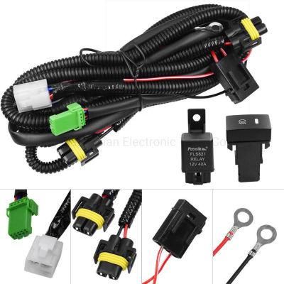 Auto H11 LED Fog Light Wiring Harness with Socket 40A Relay Switch Kit