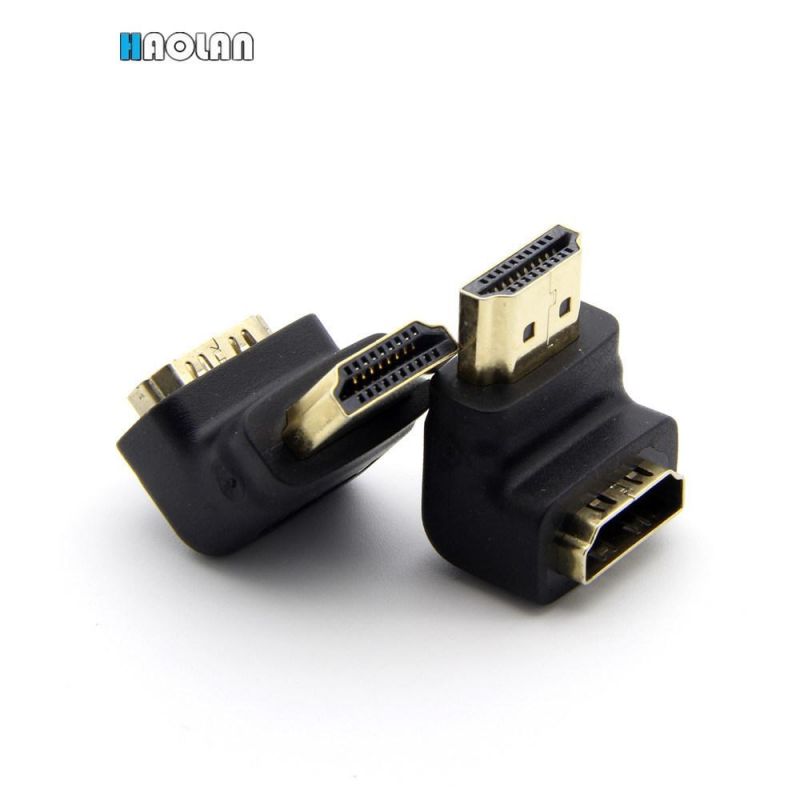 HDMI Adapter Ce RoHS2.0 1080P 90degree Standard HDMI Male to Female Connector Adapter for Panel Mount TV