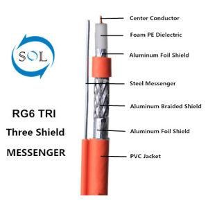 75ohm 18AWG Self-Supporting Aerial Three Shield RG6 Coaxial Cable