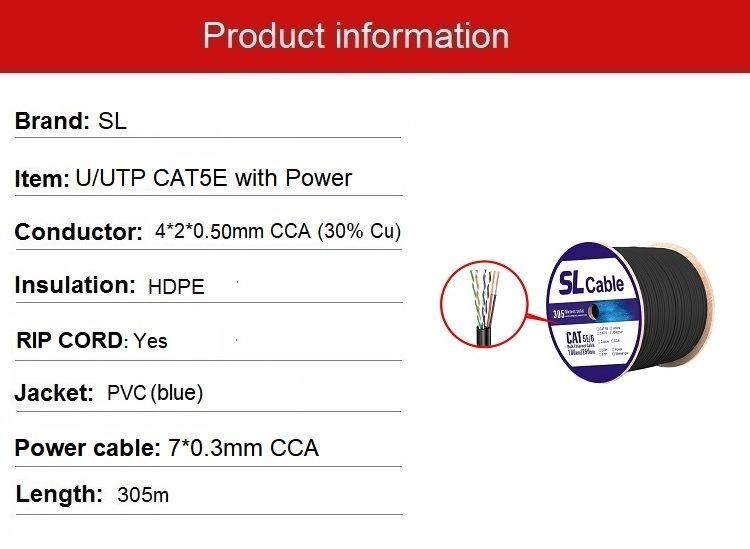 SL LAN Cable UTP Cat5e with Power Cable for Camera Monitor