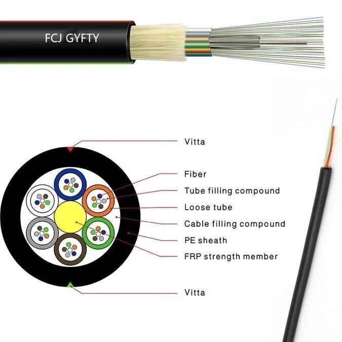 GYFTY-G Loose Tube Single Jacket All Dielectric Fiberglass Yarn Reinforced 12 Core Fibra Optical Cable