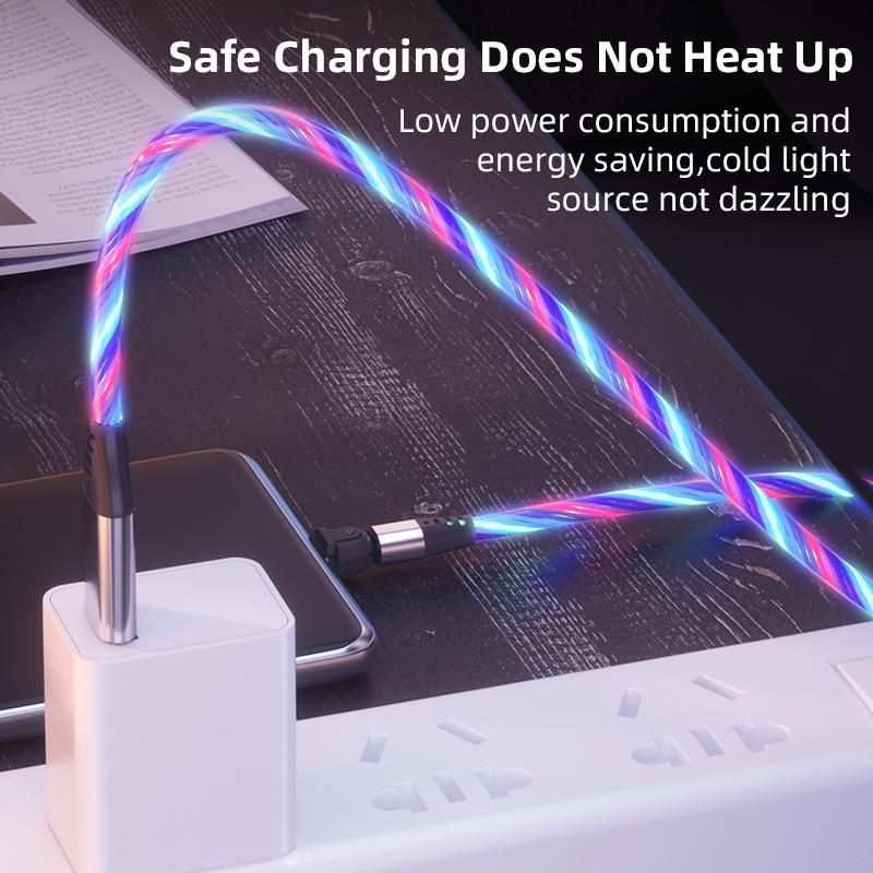 New Arrival L Shape Flow LED Light USB C Type C USB Data Quick USB Data Charger Cable for Mobile Phone