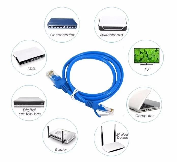 Computer Use RJ45 Connector PVC Jacket Copper Wire Cat 5e CAT6 UTP Indoor Network Cable Patch Cord