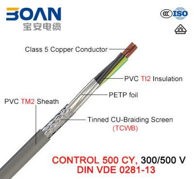 Control 500 Cy, 300/500 V, Flexible Cu/PVC/Tcwb/PVC (VDE 0281-13)