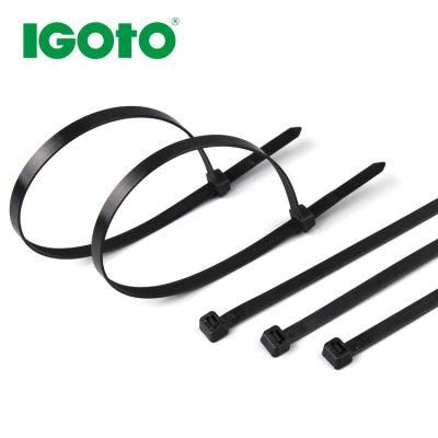 Igoto Self Locking Zip Ties Plastic Black Color High Purity Nylon PA66 Cable Ties 3.6*250mm