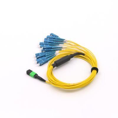 MPO (Female) - Sc OS2 12 Core Fiber Optic Fanouts Assemblies with 5m