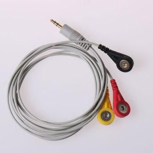 Gold Plated 3.5mm Stereo Jack to 3 4.0mm Snap Electrode Cable