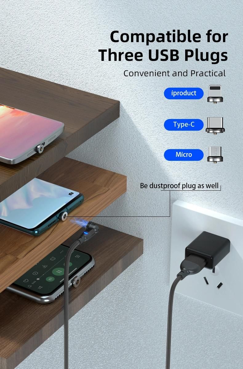 2021 New Product Hot Wholesale LED Flowing Light Magnetic Charging Cable Cellphone Fast Micro USB Cable Charger Data Cable Line