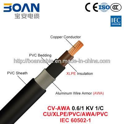 CV-Awa, Power Cable, 0.6/1 Kv, 1/C, Cu/XLPE/PVC/Awa/PVC (IEC 60502-1)