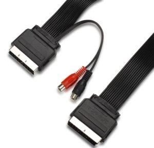 Flat Scart Cable Scart Plug to Scart Plug +2xrca Sockets (KB-SC04)